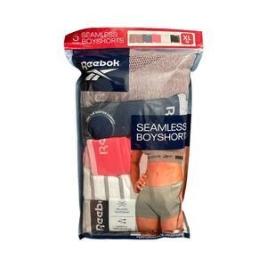 White Stripe/Fig Melange - Reebok Ladies 5 Pack Relaxed Waistband Stretch Seamle